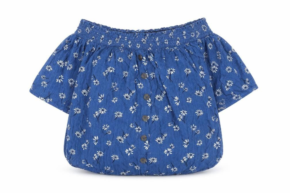 Next Women Blue Floral Cropped Blouse Size 12