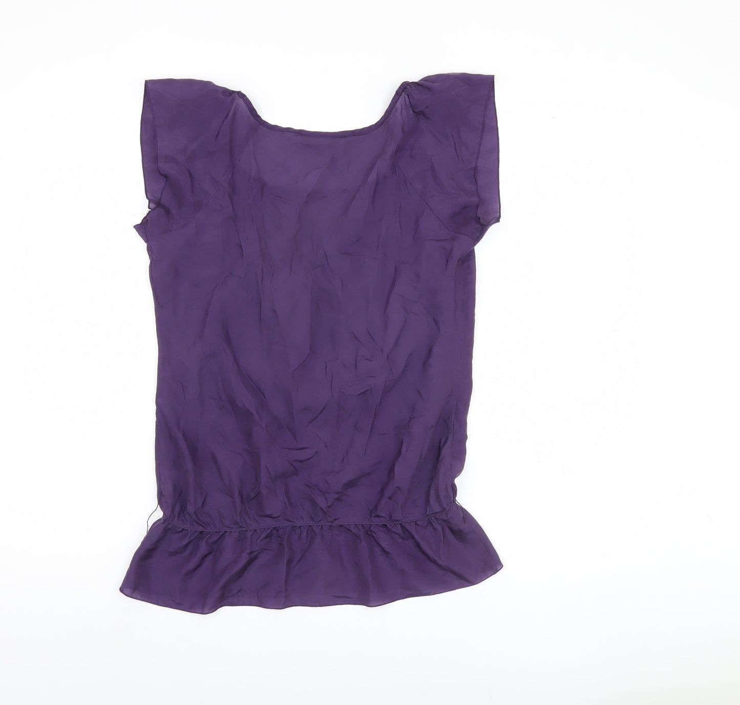 Warehouse Women's Purple Silk Blouse, Size 12, Cap Sleeve