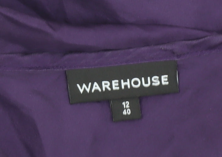 Warehouse Women's Purple Silk Blouse, Size 12, Cap Sleeve