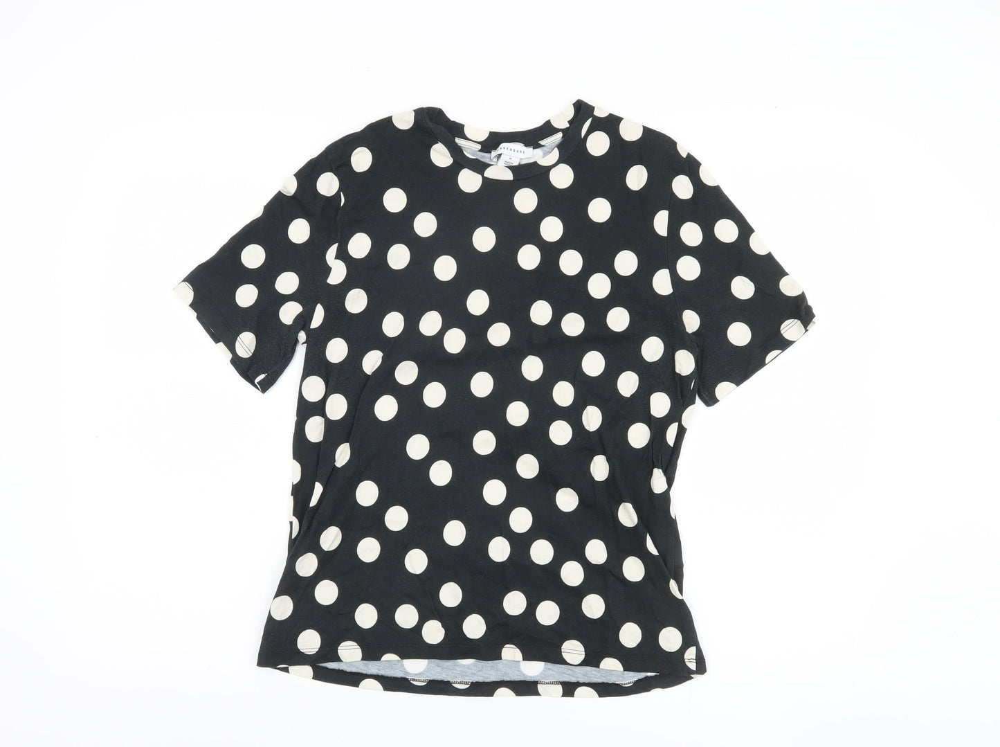 Warehouse Women's Black Polka Dot T-Shirt, M, 100% Cotton