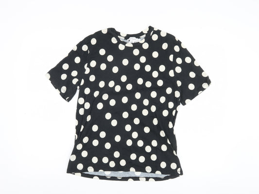 Warehouse Women's Black Polka Dot T-Shirt, M, 100% Cotton