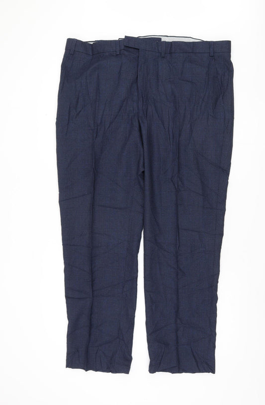 Marks and Spencer Unisex Blue Check Dress Pants, 42