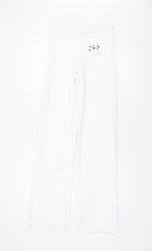 Zara Women's White Straight Trousers - Size S