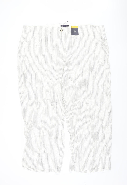 Marks and Spencer Women's White Striped Trousers Size 24