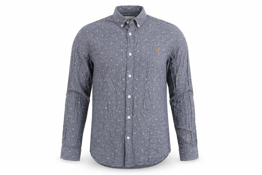 Farah Men's Grey Slim Fit Long Sleeve Button-Up Shirt