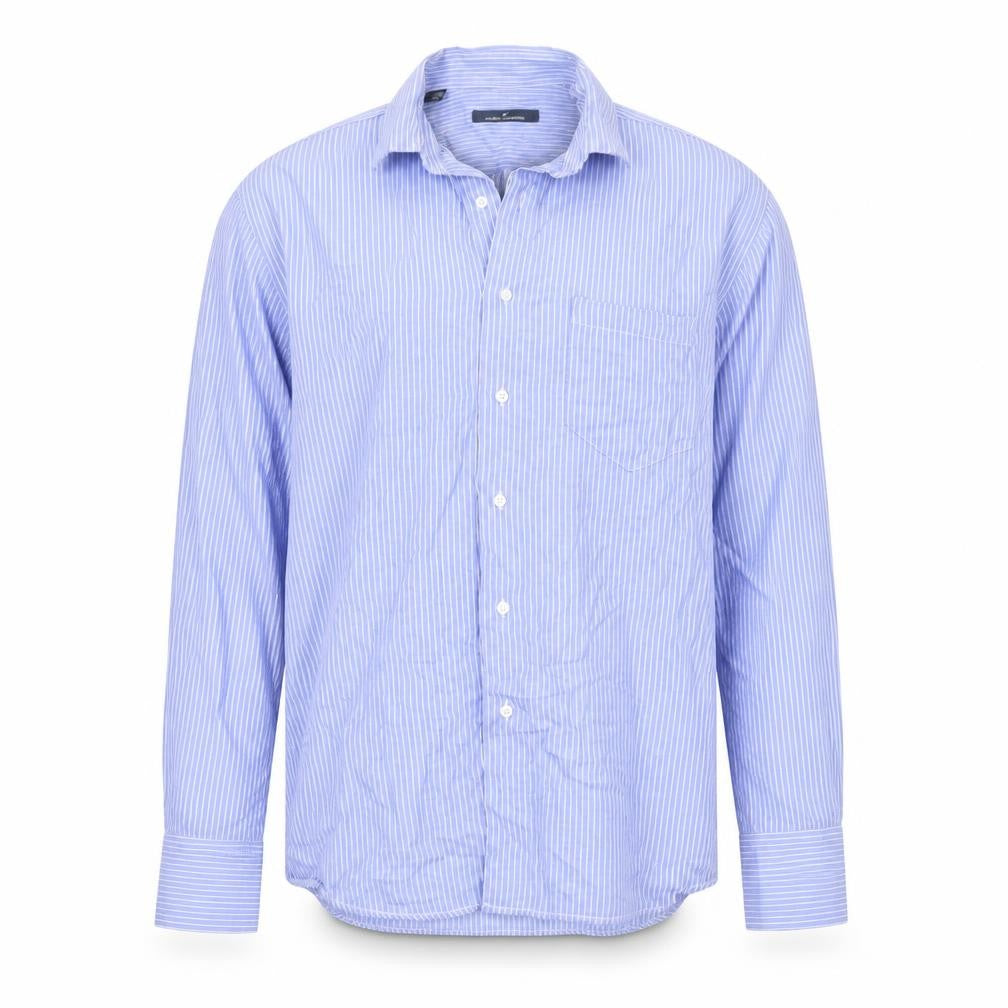 Daniel Hechter Men's Blue Striped Button-Up Shirt L
