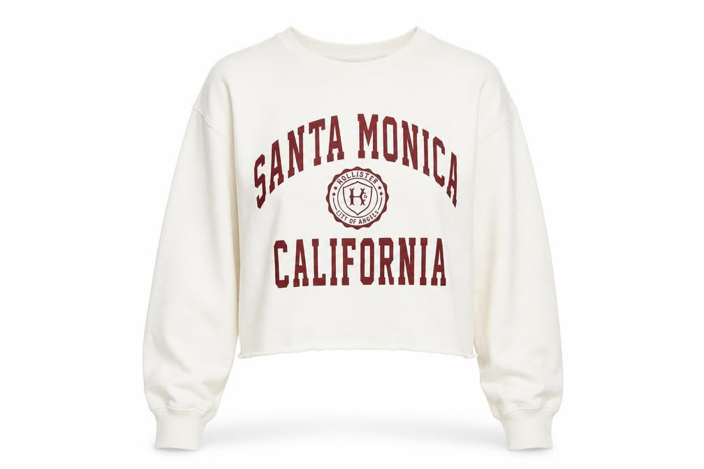Hollister Women's White Pullover Sweatshirt L