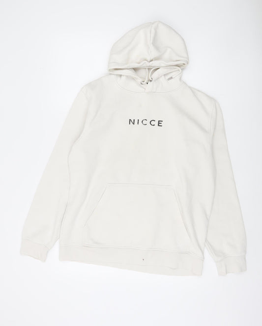 Nicce Men's White Pullover Hoodie M - Logo Accents