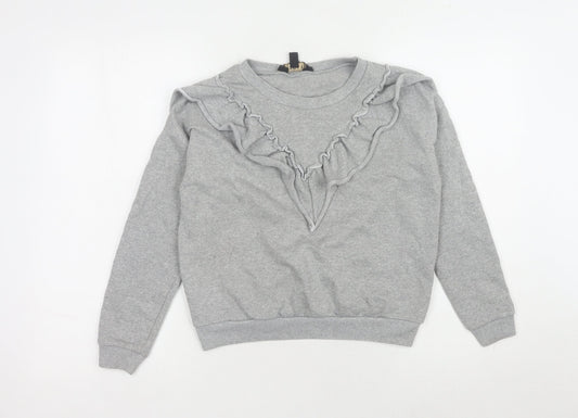 Lipsy London Grey Ruffle Sweatshirt Women UK 10