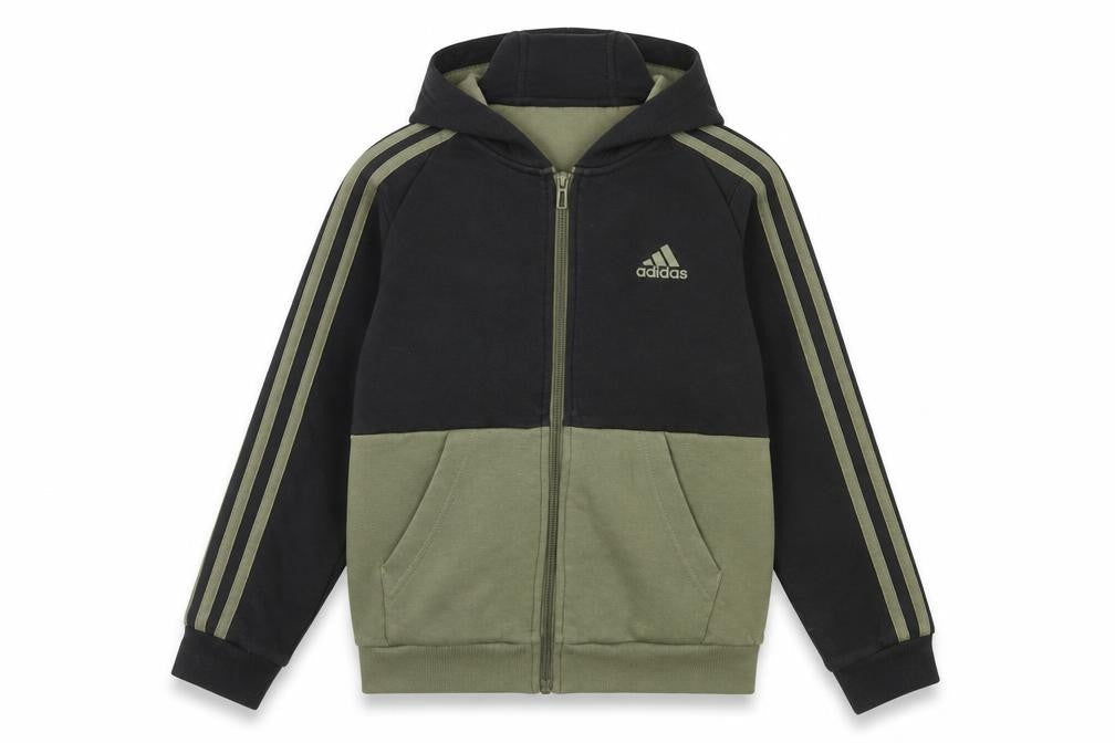 Adidas Boys Black Hoodie, 9-10 Years, Full Zip, Colourblock
