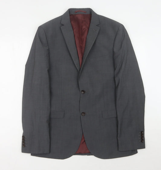 Next Men's Grey Regular Fit Wool Suit Jacket