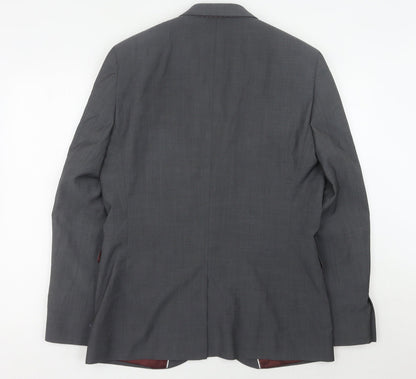 Next Men's Grey Regular Fit Wool Suit Jacket