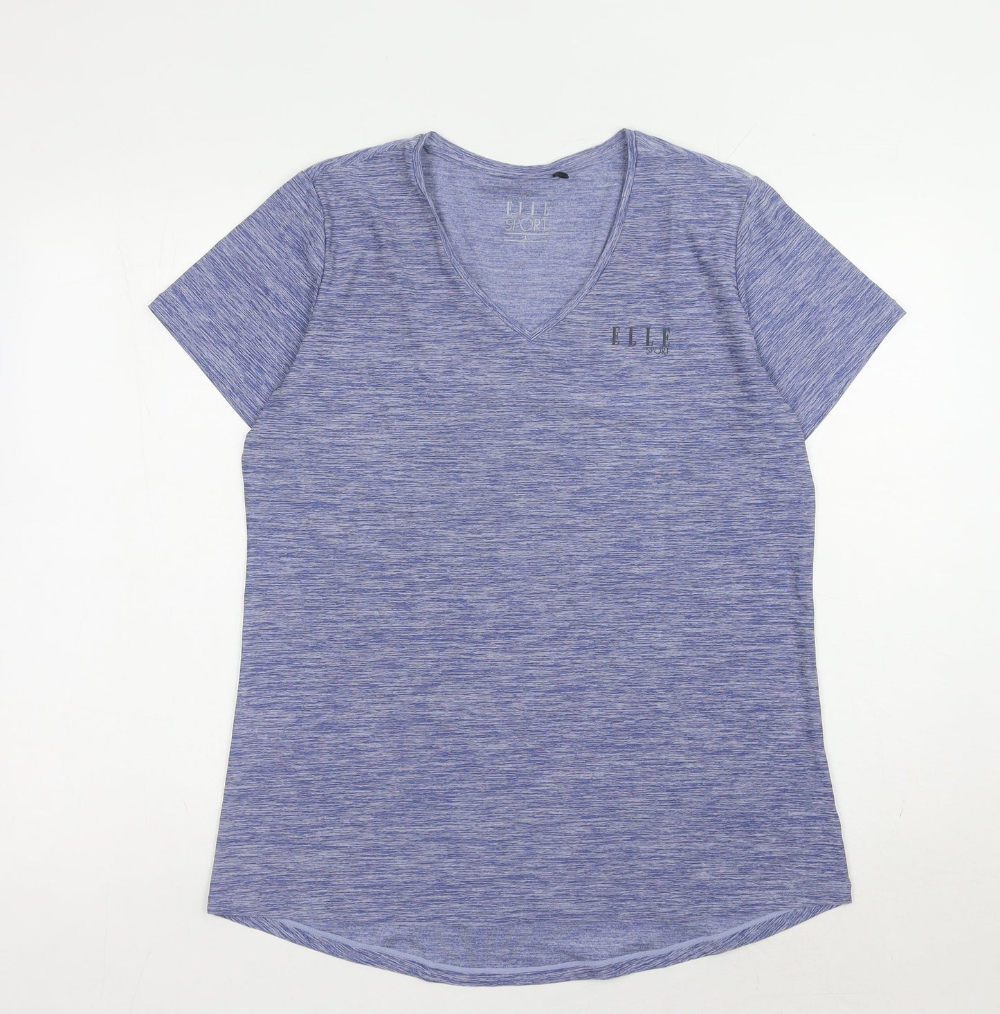 ELLE SPORT Women's Blue V-Neck T-Shirt - L