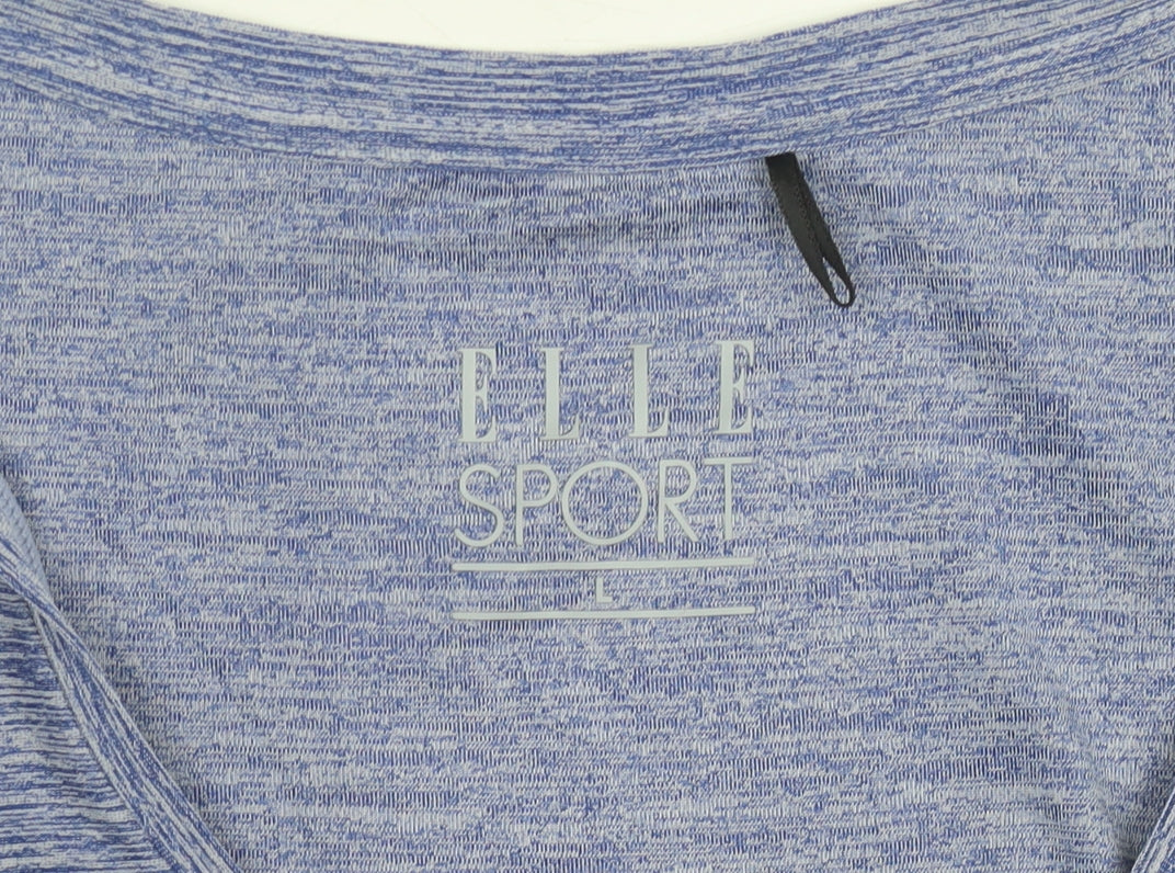 ELLE SPORT Women's Blue V-Neck T-Shirt - L