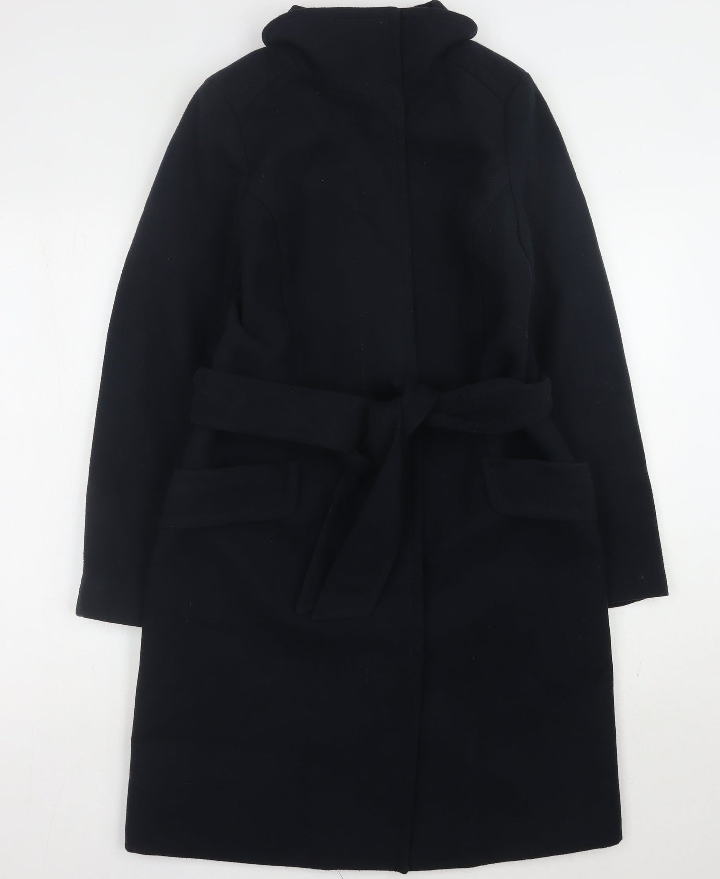 H&M Women's Black Trench Coat, UK 8, Belted