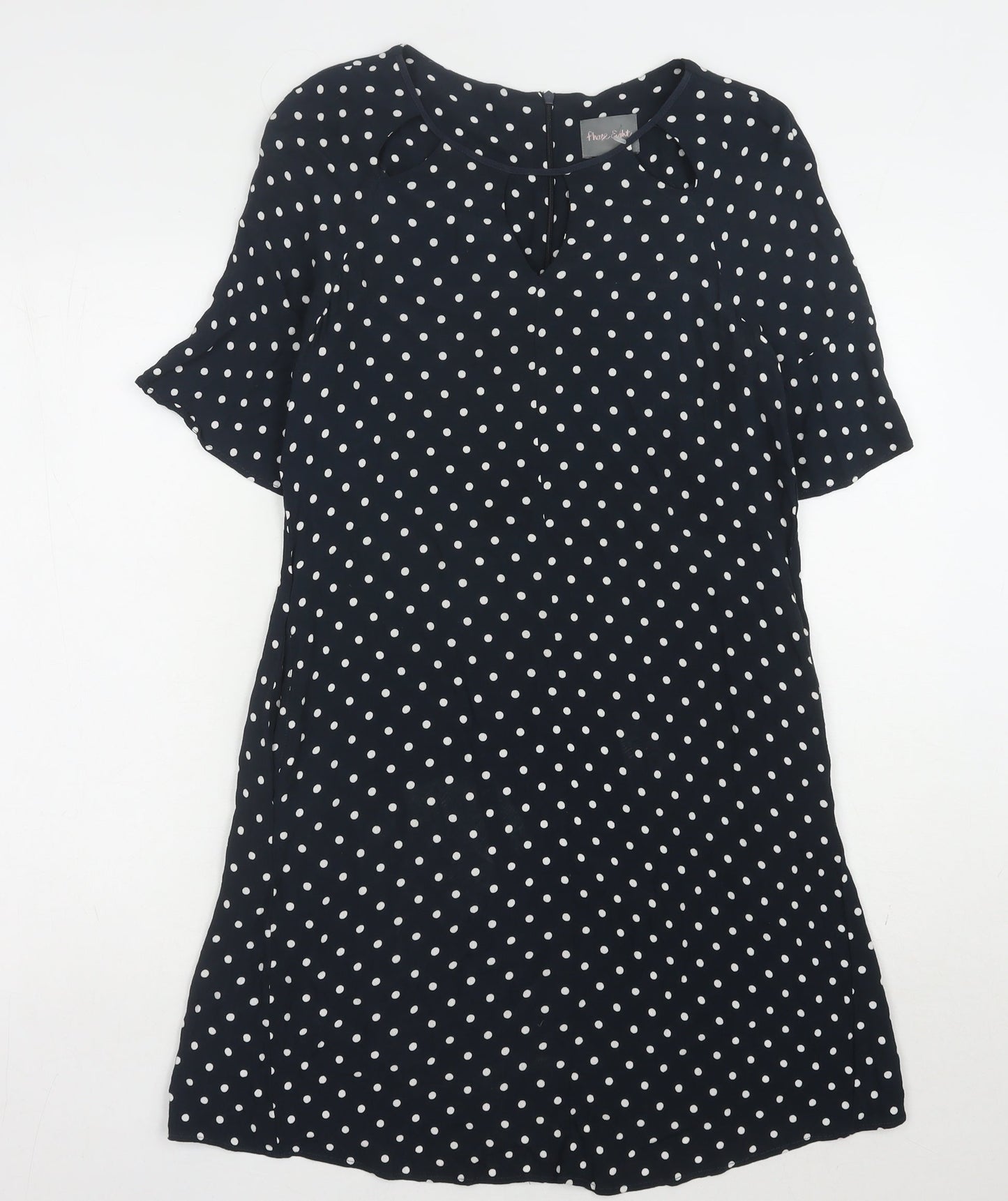 Phase Eight Women's Black Polka Dot Shift Dress, Size 8