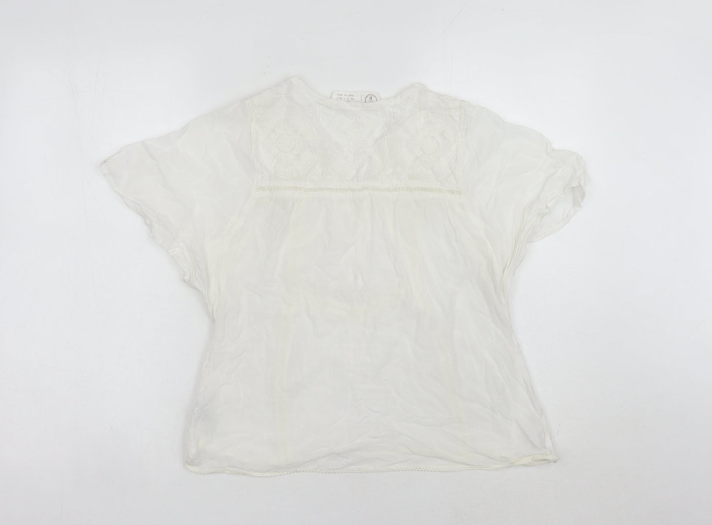 Fat Face Womens Ivory Blouse UK 6 Casual Short Sleeve