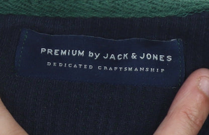 Jack & Jones Men's Green Waffle-Knit Pullover XXL Jumper