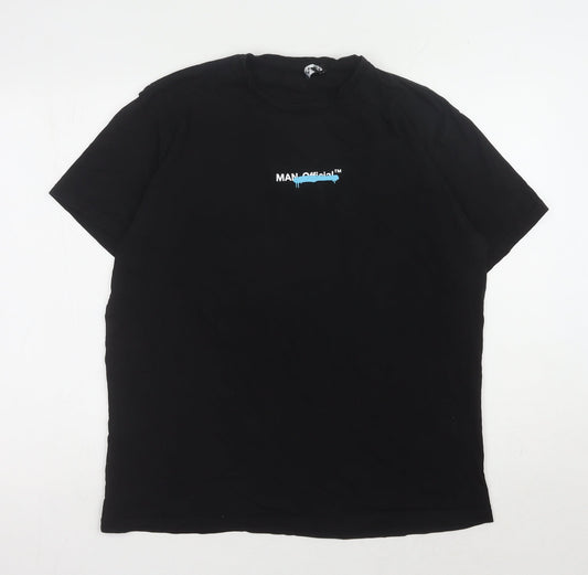 boohooMAN Men's Black Graphic Print T-Shirt Medium