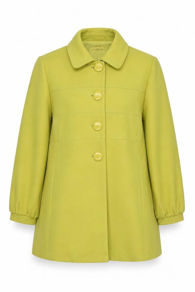 Agenda Women's Yellow Long Coat Size 4, Button Closure