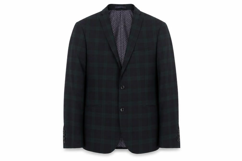 Limehaus Men's Green & Black Plaid Blazer, Size 42