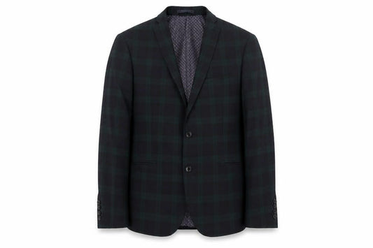 Limehaus Men's Green & Black Plaid Blazer, Size 42