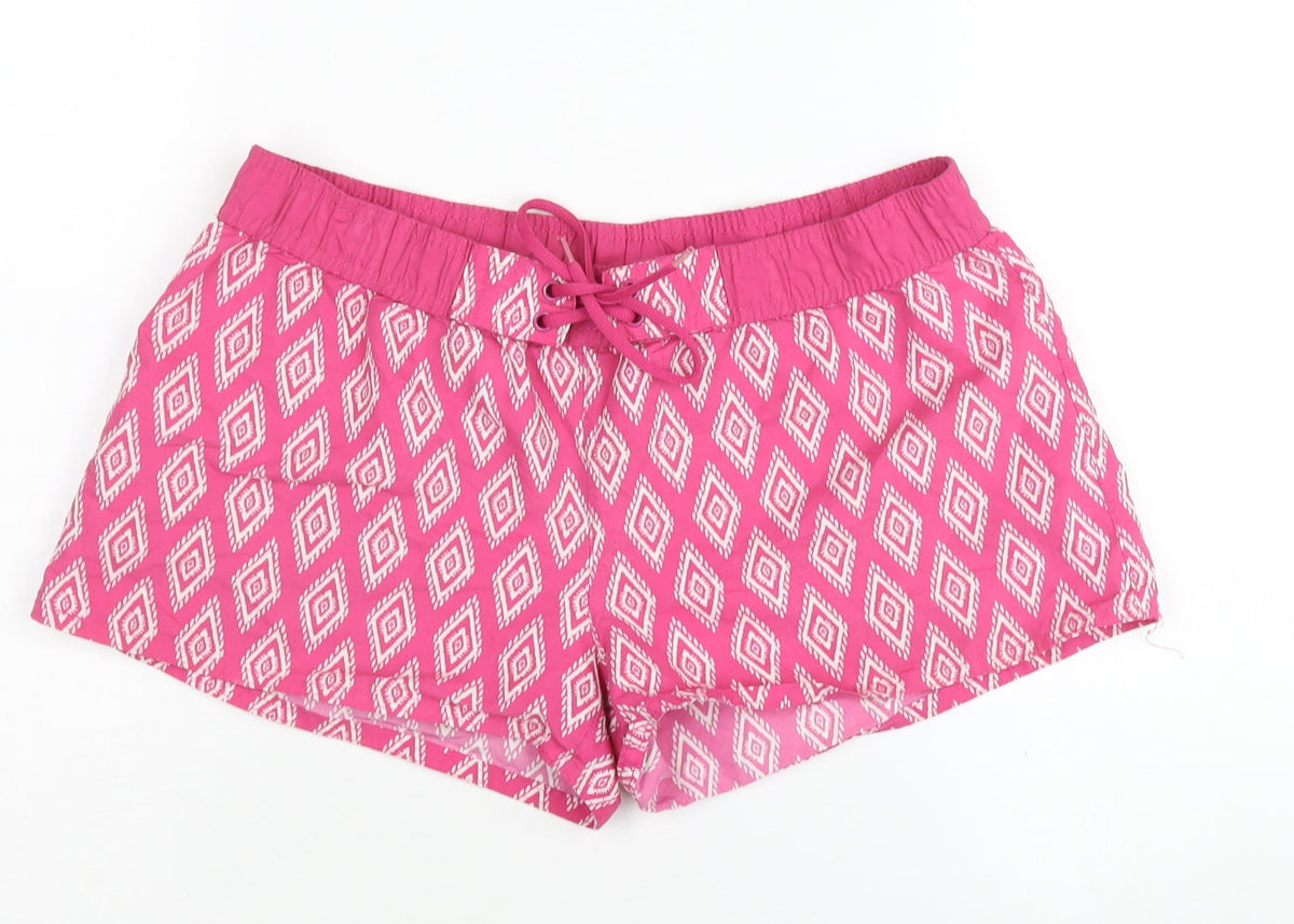Janina Women's Pink Geometric Athletic Shorts, Size 8