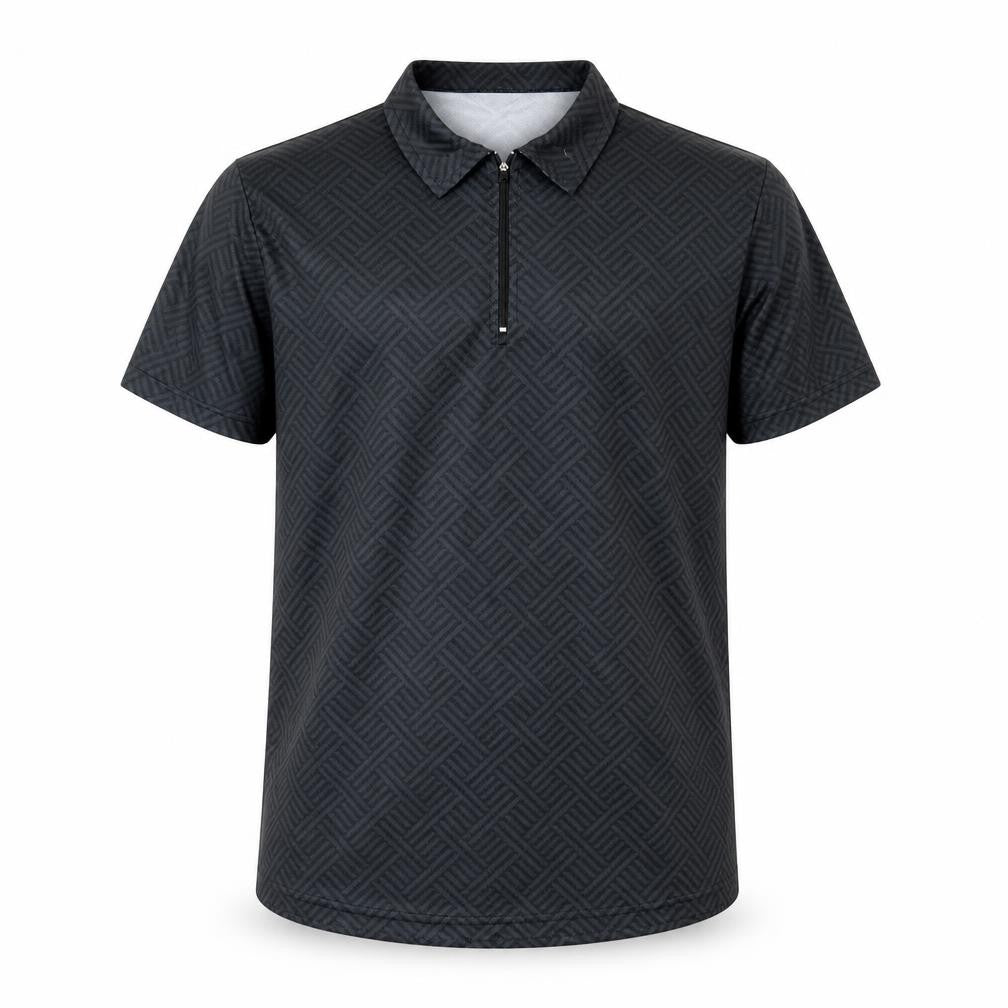 Men's Black Polo Geometric Activewear Top M