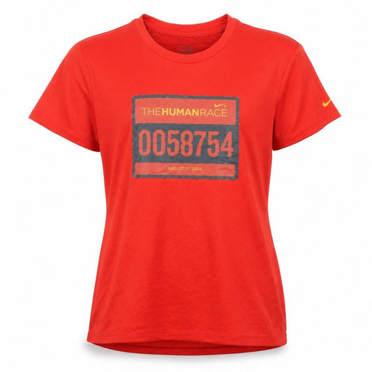 Nike Women's Red Running T-Shirt, Size 10/12, Moisture-Wicking