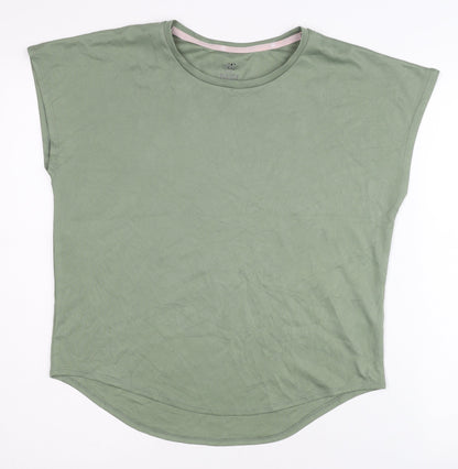 Additional front view of H&M Green girls’' t-shirt, size 12, - polyester crew neck