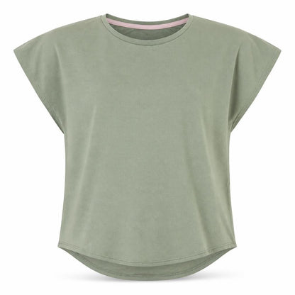 Front view of H&M Green girls’' t-shirt, size 12, - polyester crew neck