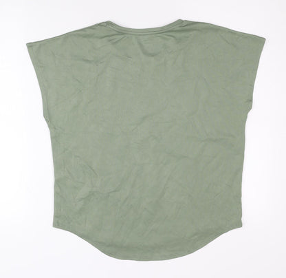 Back view of H&M Green girls’' t-shirt, size 12, - polyester crew neck