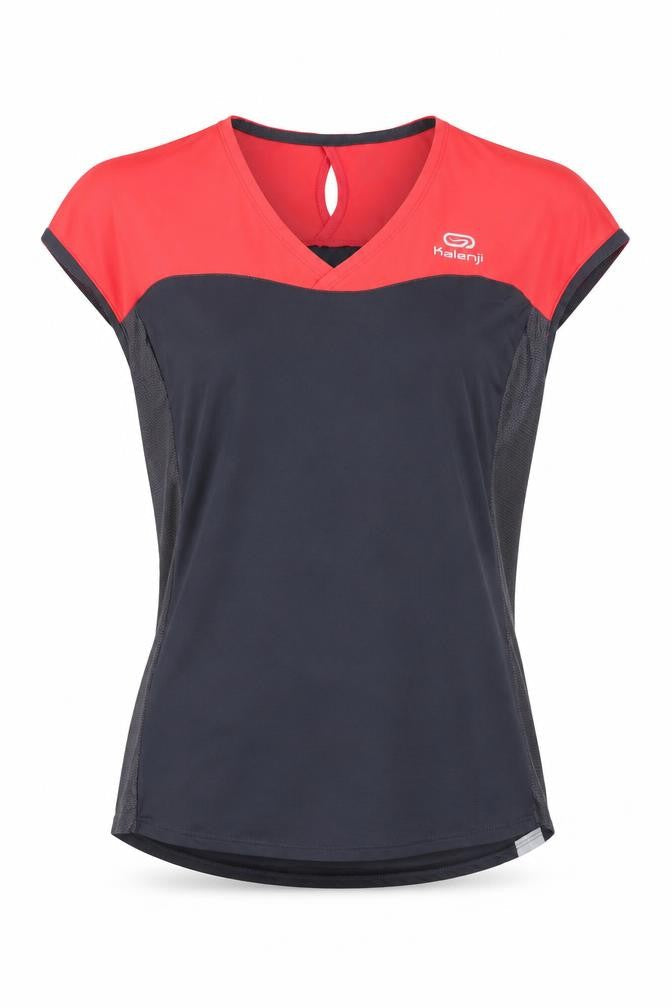 Oxylane Women's Black Red Sleeveless Running T-Shirt 2XS