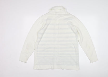 EWM Women's White M Cardigan with Stripes