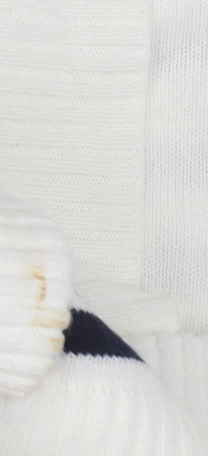 EWM Women's White M Cardigan with Stripes