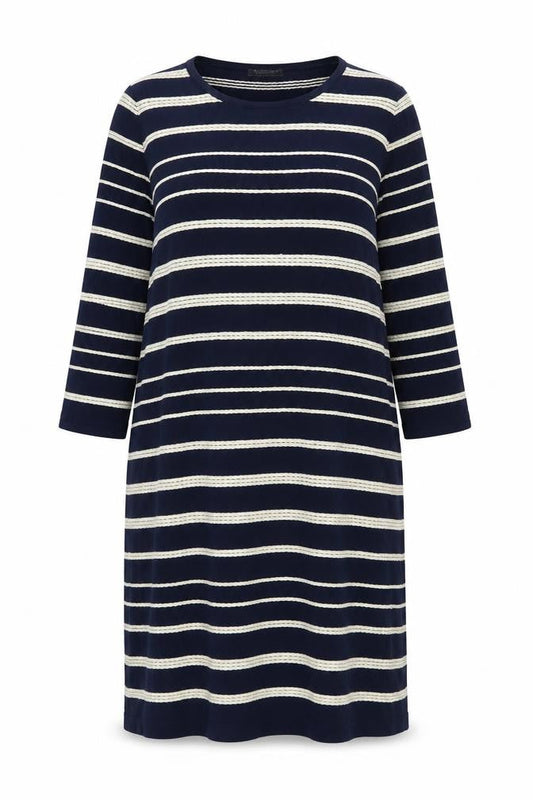 Bonmarché Women's Blue Striped Knit Dress XL