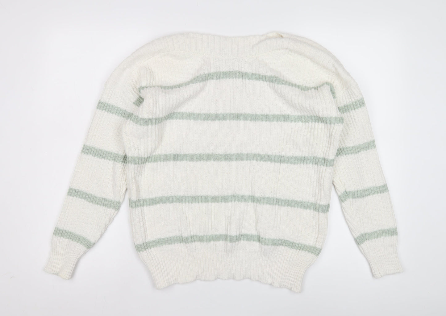 Great Plains Women's White Striped Chunky Knit Jumper