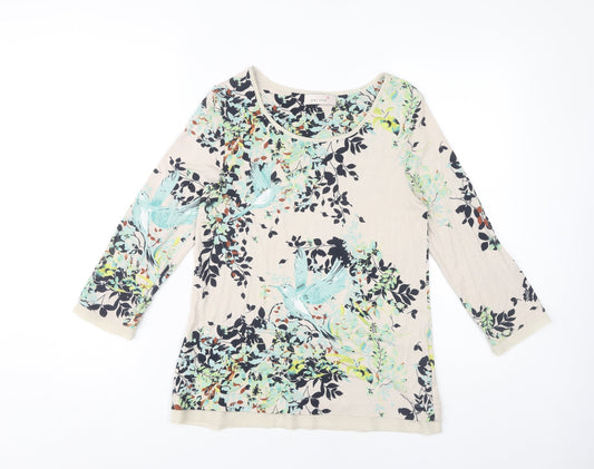 Marks and Spencer Women's Beige Floral Top Size 8
