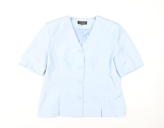 Mosaic Women's Blue Blouse V-Neck Size 16 Button Accent
