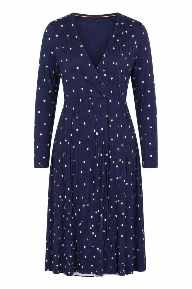 Boden Women's Blue Polka Dot Wrap Dress Size 12