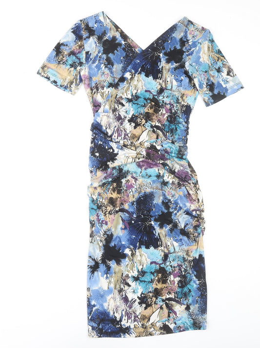Jersey London Women's Multicoloured Floral Dress Size 8