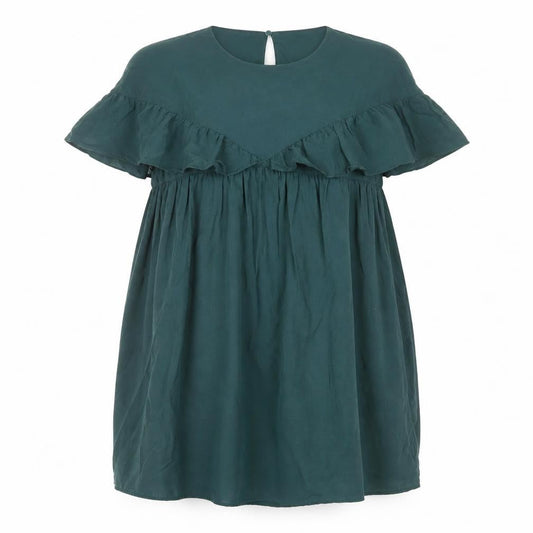 Zara Women's Green Flutter Sleeve Dress L