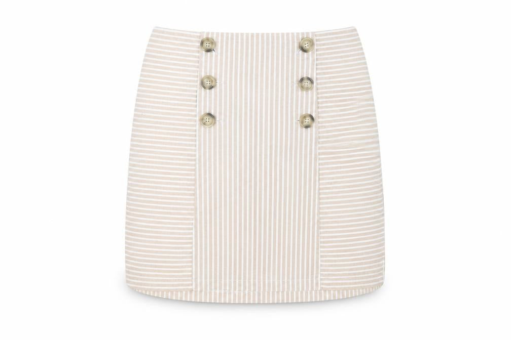 Alter'd State Women's Beige Striped Short Skirt S