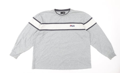 Additional front view of Fila Men's Grey Pullover Sweatshirt M Striped