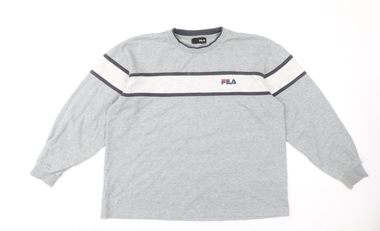 FILA Men's Grey Pullover Sweatshirt M Striped