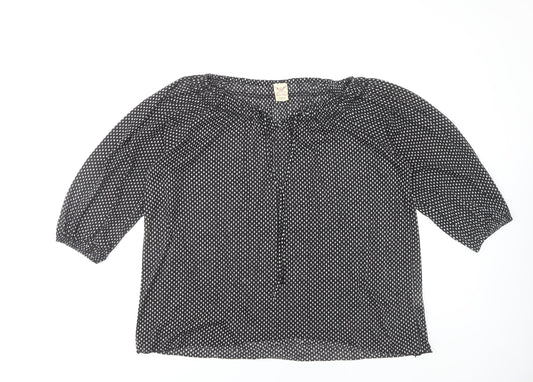 Faded Glory Women's Black Polka Dot Blouse S