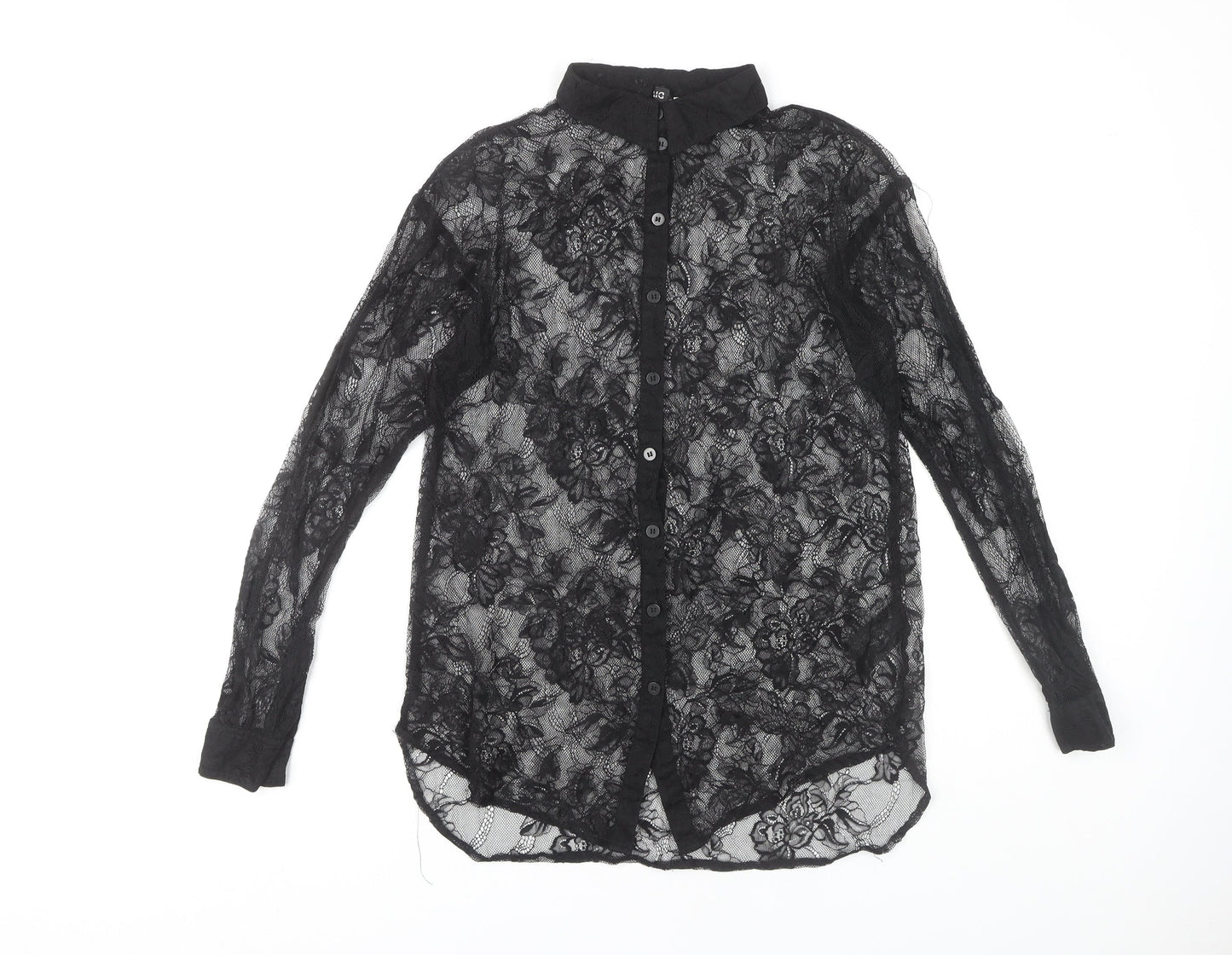H&M Women's Black Lace Button-Up Shirt Size 6