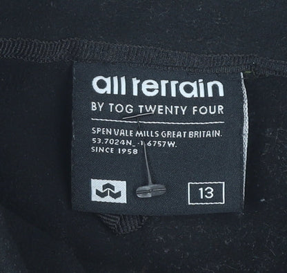 Close-up detail of All Terrain boys’ black fleece jacket, size 13, winter essential