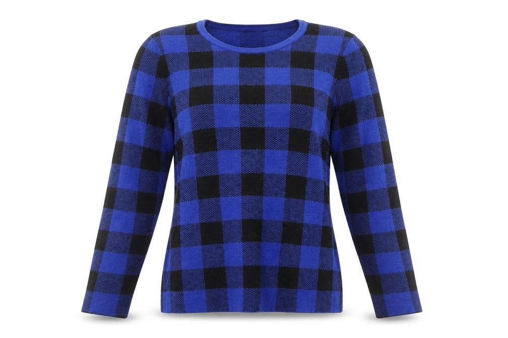 Max Studio Women's Blue Check Pullover Jumper L