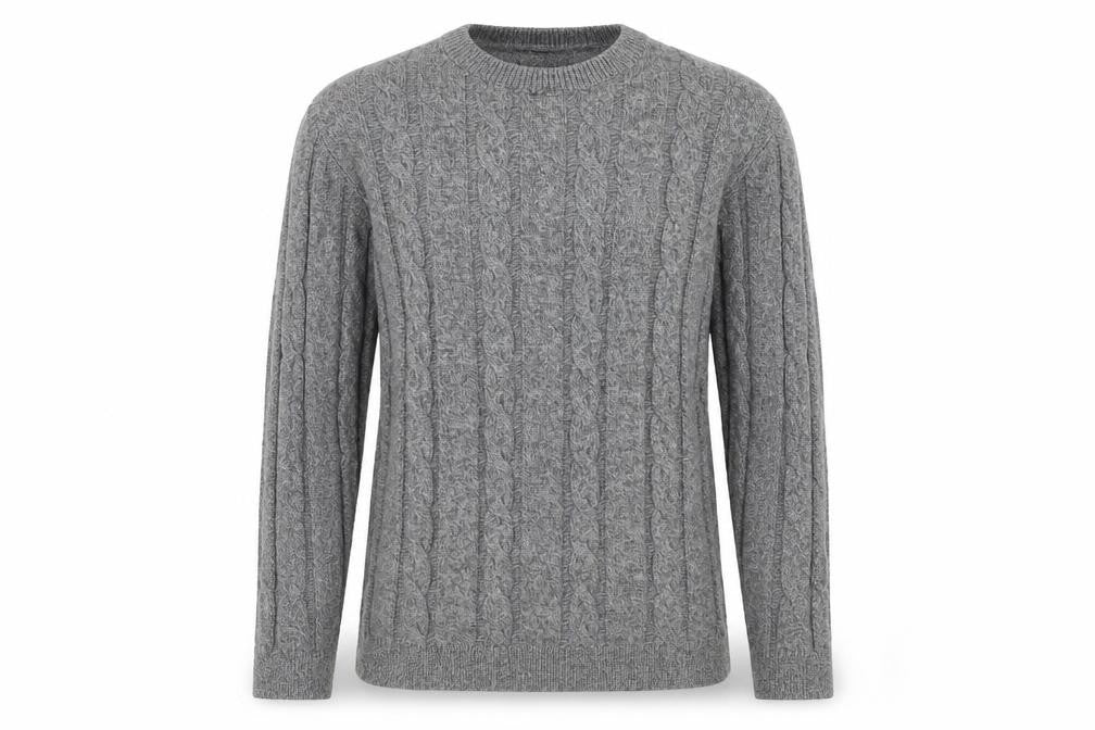 Hollister Men's Grey Cable-Knit Pullover Jumper S